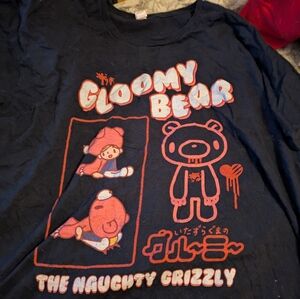 Black and pink gloomy bear T-shirt emo